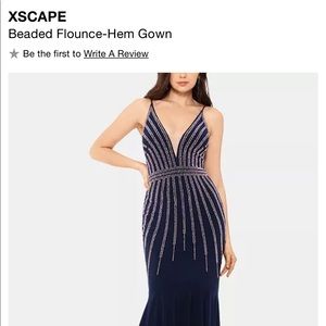 Xscape: Beaded Flounce-Hem Gown